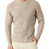Newcombe Cable Knit Crew In Beige
