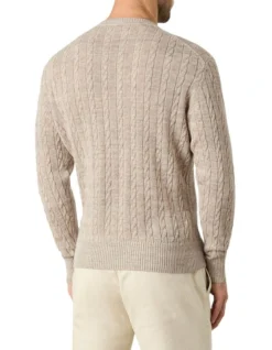 Newcombe Cable Knit Crew In Beige 6 Newcombe Cable Knit Crew In Beige -Myer Clothing Shop 966521710 966557350 3 720x928