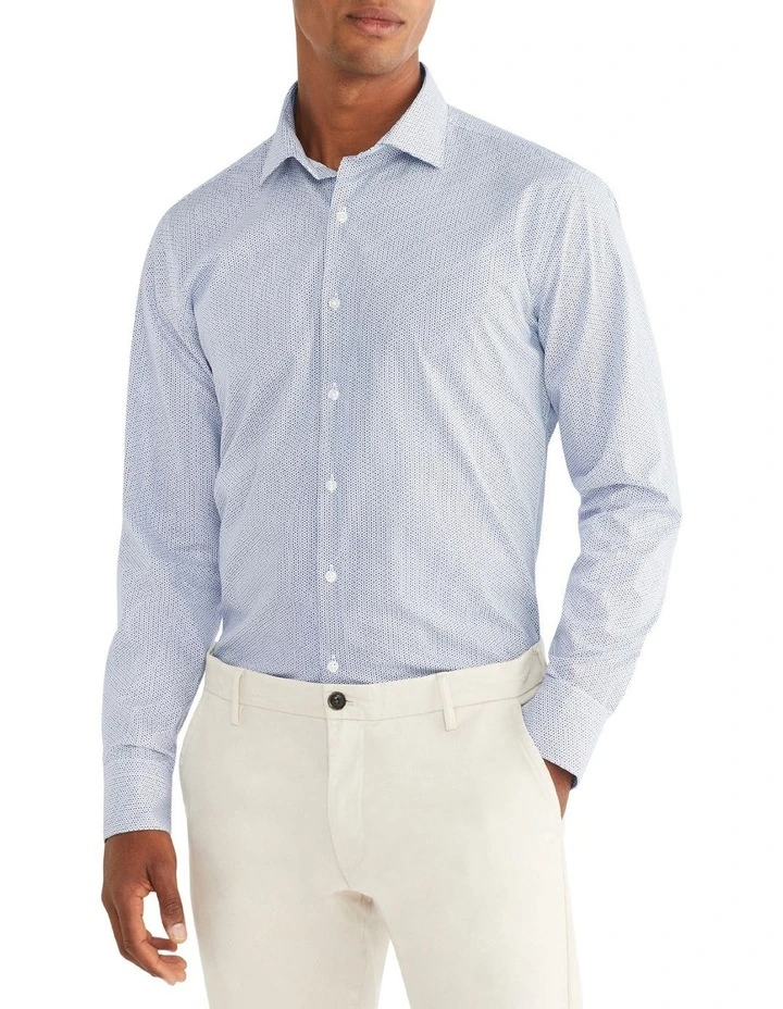 Van Heusen Slim Long Sleeve Circle Print Shirt In Blue 1 Van Heusen Slim Long Sleeve Circle Print Shirt In Blue