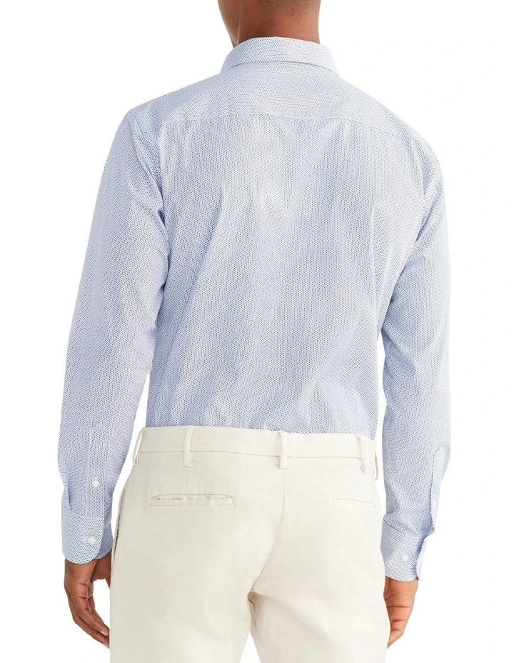 Van Heusen Slim Long Sleeve Circle Print Shirt In Blue 2 Van Heusen Slim Long Sleeve Circle Print Shirt In Blue - Image 2