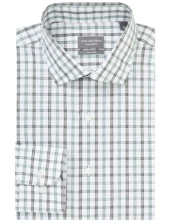 Van Heusen Tailored Long Sleeve 2 Colour Mid Check Shirt In Green -Myer Clothing Shop 966725920 3 720x928