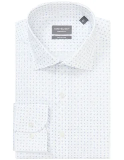 Van Heusen Tailored Long Sleeve 1 Colour Floral Print Shirt In White/Blue -Myer Clothing Shop 966727090 3 720x928