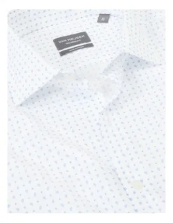 Van Heusen Tailored Long Sleeve 1 Colour Floral Print Shirt In White/Blue -Myer Clothing Shop 966727090 4 720x928