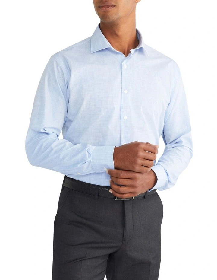 Van Heusen Tailored Long Sleeve Micro Check Shirt In Blue 1 Van Heusen Tailored Long Sleeve Micro Check Shirt In Blue