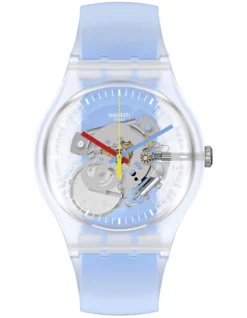 Swatch Clearly Stripped Watch In Blue