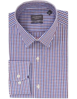 Van Heusen Classic Long Sleeve 2 Colour Mid Check Shirt Navy/Red Wine -Myer Clothing Shop 966843370 3 720x928