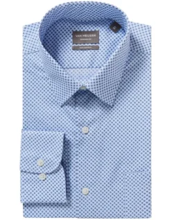 Van Heusen Classic Long Sleeve Circle Print Shirt In Blue -Myer Clothing Shop 966843730 3 720x928