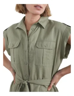 French Connection Utility Playsuit In Sage -Myer Clothing Shop 966907000 4 720x928