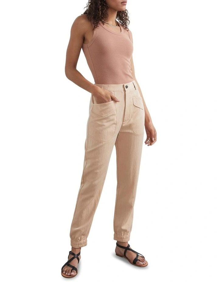 French Connection Soft Utility Pant In Cream 3 French Connection Soft Utility Pant In Cream - Image 3