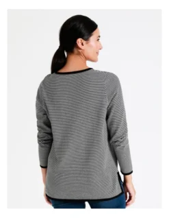 Regatta Organic Cotton Blend Stripe Jumper With Side Splits In Black/Ivory Stripe 11 Regatta Organic Cotton Blend Stripe Jumper With Side Splits In Black/Ivory Stripe -Myer Clothing Shop 966963610 5 720x928