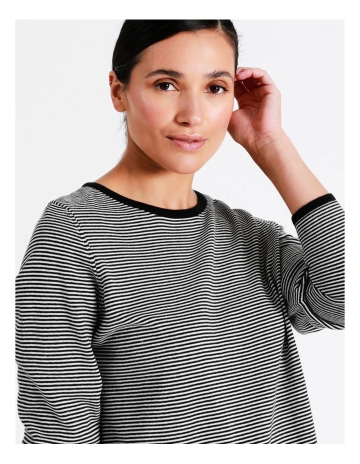 Regatta Organic Cotton Blend Stripe Jumper With Side Splits In Black/Ivory Stripe 6 Regatta Organic Cotton Blend Stripe Jumper With Side Splits In Black/Ivory Stripe - Image 6