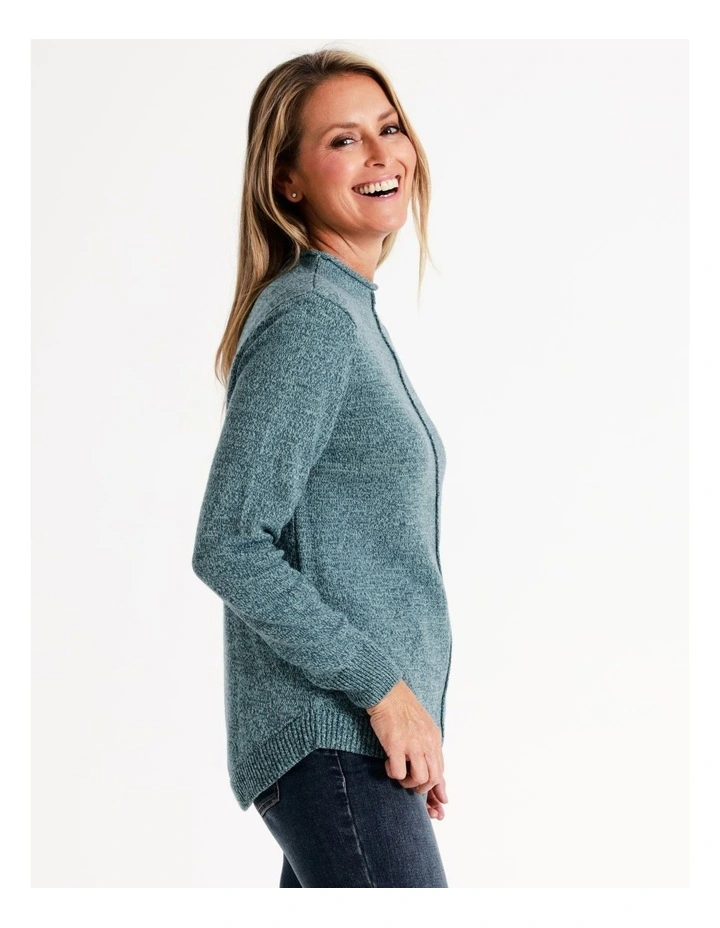 Regatta Organic Cotton Blend Funnel Neck Curved Hem Twist Jumper In Teal Twist 1 Regatta Organic Cotton Blend Funnel Neck Curved Hem Twist Jumper In Teal Twist