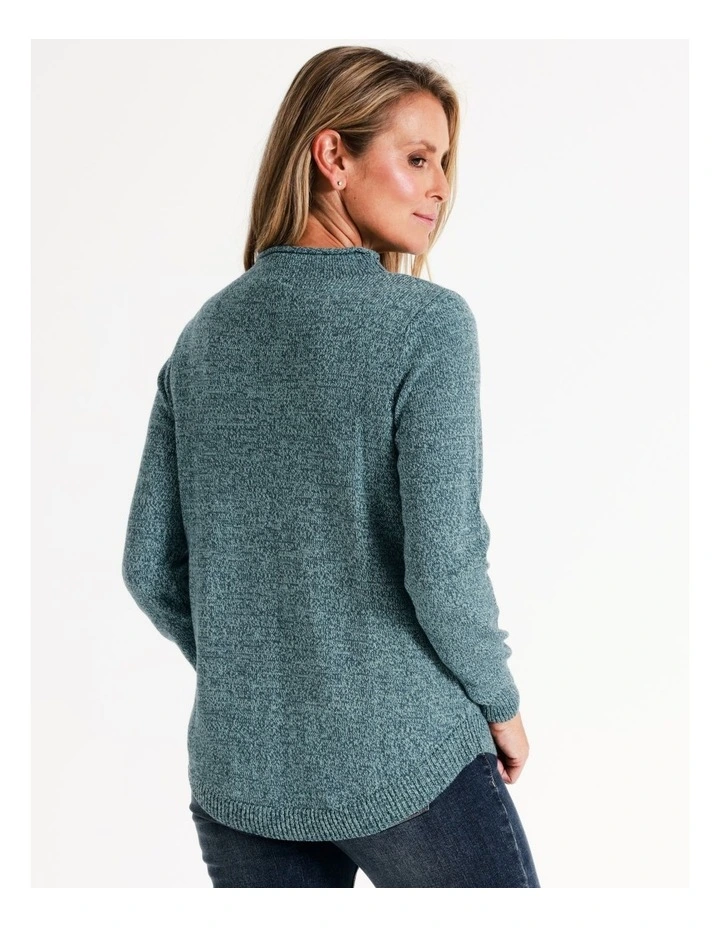 Regatta Organic Cotton Blend Funnel Neck Curved Hem Twist Jumper In Teal Twist 5 Regatta Organic Cotton Blend Funnel Neck Curved Hem Twist Jumper In Teal Twist - Image 5