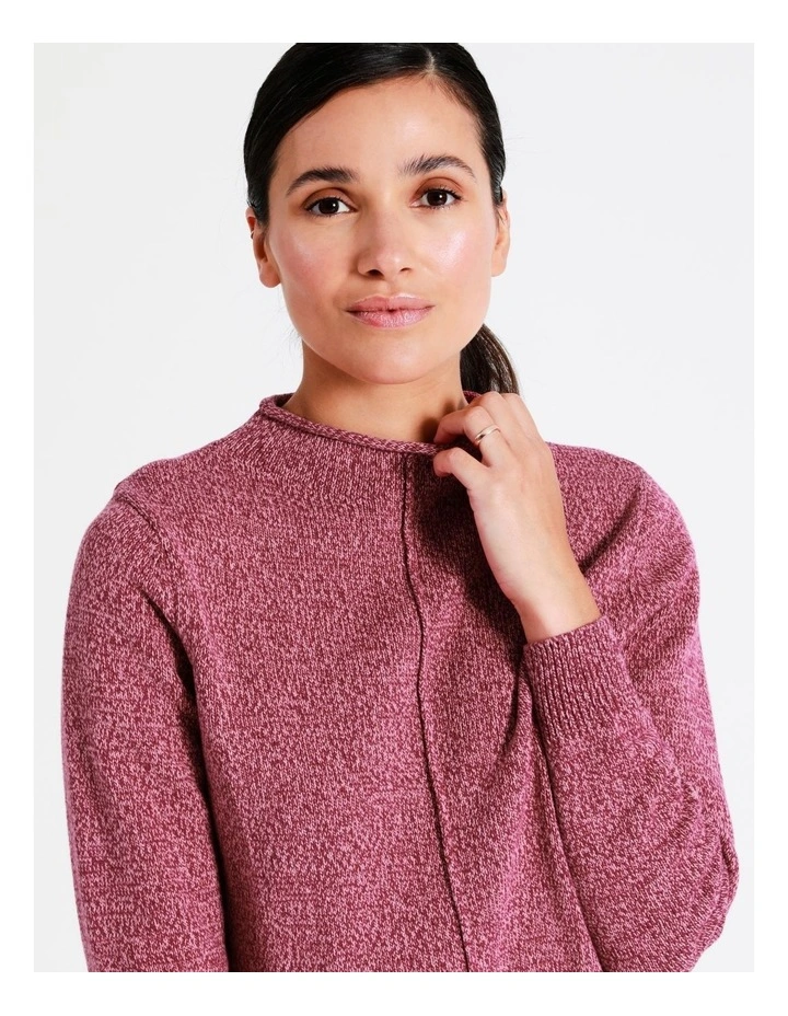 Regatta Organic Cotton Blend Funnel Neck Curved Hem Twist Jumper In Cranberry Twist 2 Regatta Organic Cotton Blend Funnel Neck Curved Hem Twist Jumper In Cranberry Twist - Image 2