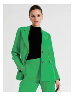 Recycled Blend Single Breasted Fitted Blazer In Green