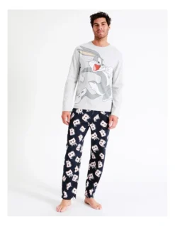Family Bugs Long Sleeve PJ Set In Grey