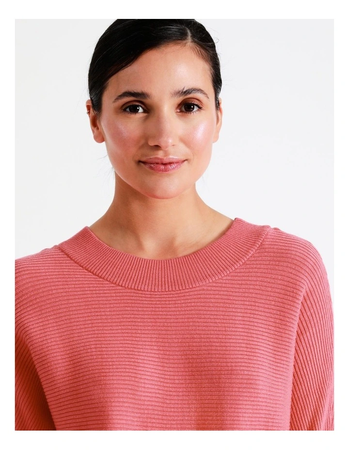 Regatta Sustainable Viscose Blend Contrast 3/4 Sleeve And Hem Yarn Jumper In Coral/Red 6 Regatta Sustainable Viscose Blend Contrast 3/4 Sleeve And Hem Yarn Jumper In Coral/Red - Image 6