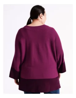 Regatta Sustainable Viscose Blend Contrast 3/4 Sleeve And Hem Yarn Jumper In Plum -Myer Clothing Shop 967118230 6 720x928