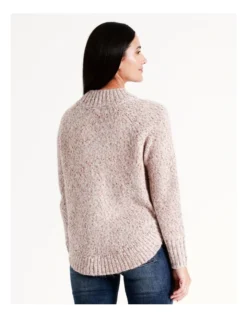 Regatta Recycled Polyester Blend Button Side Neck Jumper In Ivory Multi Fleck -Myer Clothing Shop 967119220 6 720x928