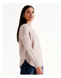 Regatta Recycled Polyester Blend Button Side Neck Jumper In Ivory Multi Fleck -Myer Clothing Shop 967119220 7 720x928