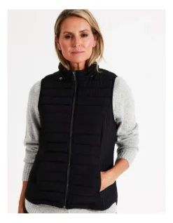 Regatta Recycled Polyester Straight Quilted Vest With Removable Hood In Black -Myer Clothing Shop 967159180 6 720x928