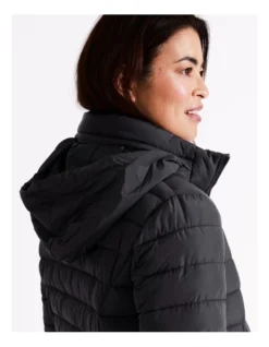 Regatta Recycled Polyester Long Line Straight Quilted Jacket With Fold Away Hood In Charcoal -Myer Clothing Shop 967338010 6 720x928