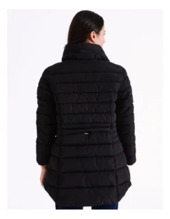 Regatta Recycled Polyester Long Line Straight Quilted Jacket With Fold Away Hood In Black -Myer Clothing Shop 967338100 6 720x928