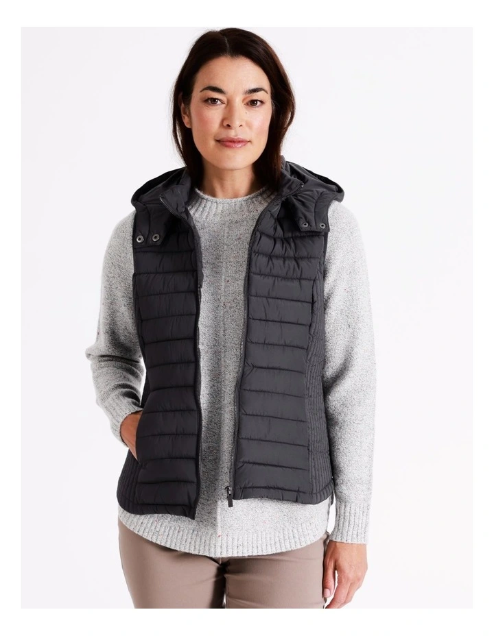 Regatta Recycled Polyester Straight Quilted Vest With Removable Hood In Storm 1 Regatta Recycled Polyester Straight Quilted Vest With Removable Hood In Storm