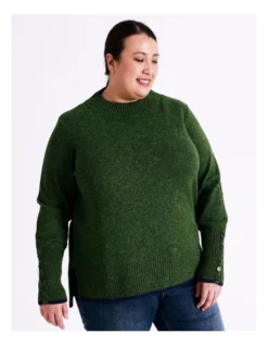 Regatta Stand Neck Jumper With Tipping And Button Sleeve In Green -Myer Clothing Shop 967340530 5 720x928