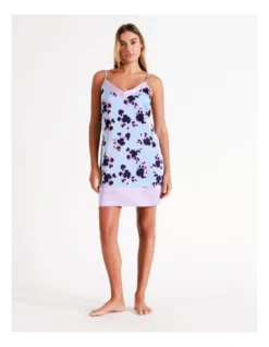 Chloe & Lola Andrea Recycled Satin Chemise In Ink Floral