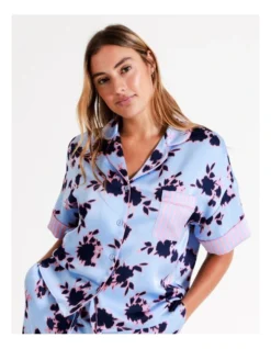 Chloe & Lola Andrea Recycled Satin Short Sleeve Shirt In Ink Floral -Myer Clothing Shop 967374730 4 720x928