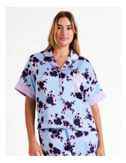 Chloe & Lola Andrea Recycled Satin Short Sleeve Shirt In Ink Floral -Myer Clothing Shop 967374730 7 720x928