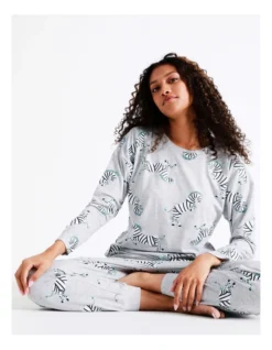 SOHO Hazel Marle Knit Long Sleeve Tee In Zebra Novelty