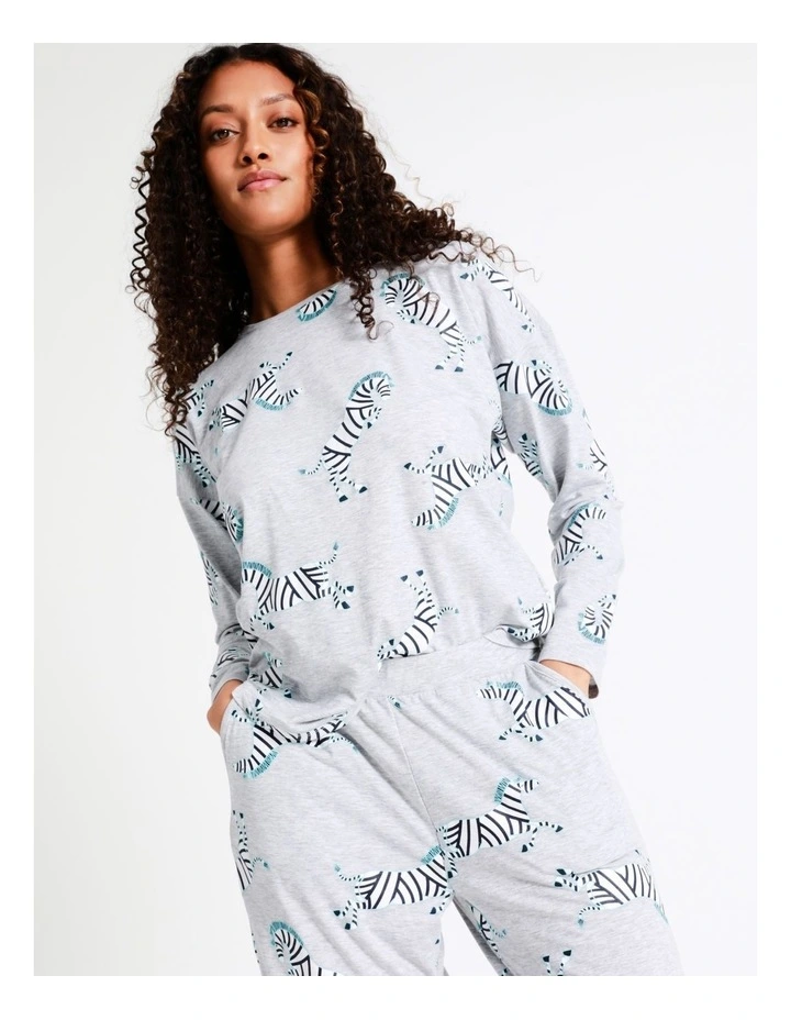 SOHO Hazel Marle Knit Long Sleeve Tee In Zebra Novelty 2 SOHO Hazel Marle Knit Long Sleeve Tee In Zebra Novelty - Image 2