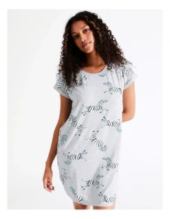 SOHO Hazel Marle Knit Short Nightie In Zebra Novelty -Myer Clothing Shop 967375270 7 720x928