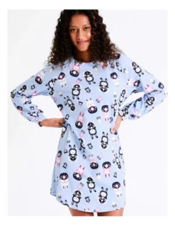 SOHO Celia Novelty Long Sleeve Nightie Babushka Bunny In Blue -Myer Clothing Shop 967375720 5 720x928