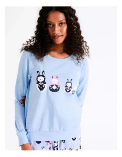 SOHO Celia Novelty Long Sleeve Top Babushka Bunny In Blue -Myer Clothing Shop 967375810 7 720x928