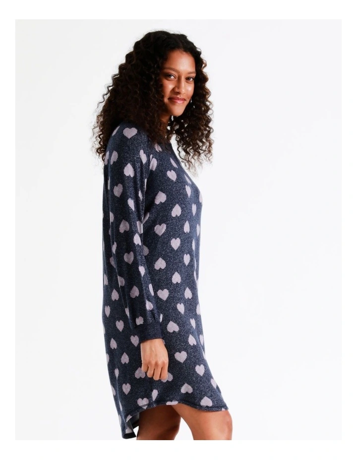 SOHO Helena Brushed Knit Long Sleeve Nightie In Fairisle Hearts 5 SOHO Helena Brushed Knit Long Sleeve Nightie In Fairisle Hearts - Image 5