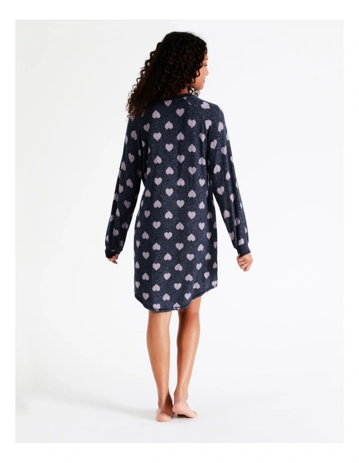 SOHO Helena Brushed Knit Long Sleeve Nightie In Fairisle Hearts 6 SOHO Helena Brushed Knit Long Sleeve Nightie In Fairisle Hearts - Image 6