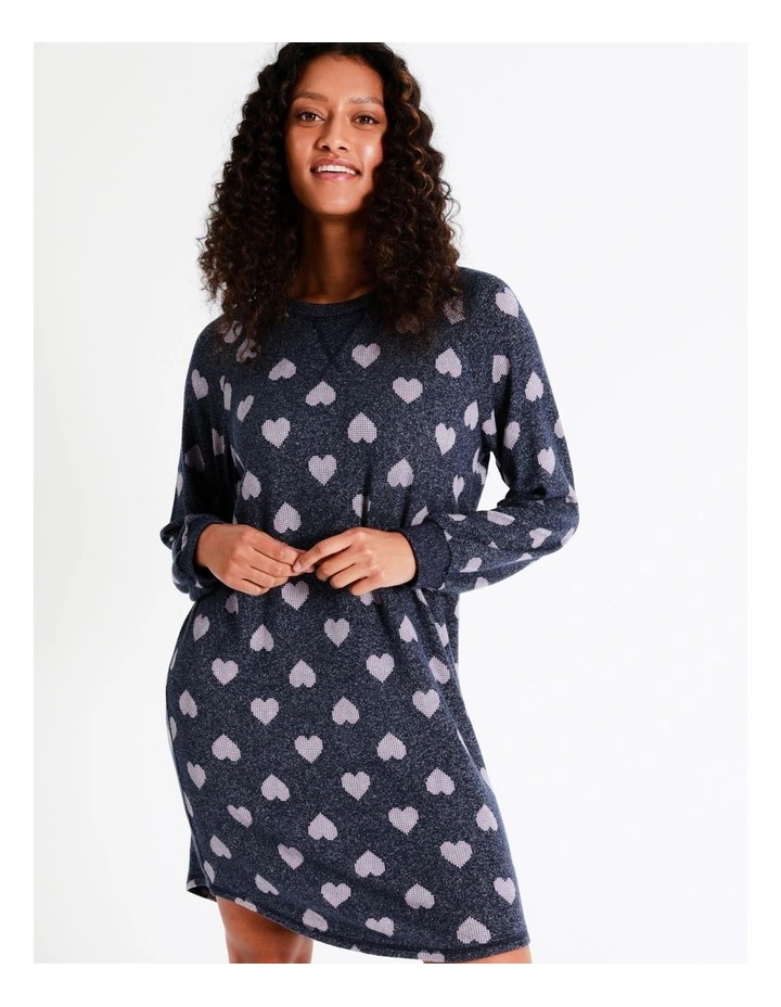 SOHO Helena Brushed Knit Long Sleeve Nightie In Fairisle Hearts 7 SOHO Helena Brushed Knit Long Sleeve Nightie In Fairisle Hearts - Image 7