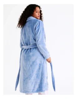 SOHO Leah Fleece Long Sleeve Robe In Blue -Myer Clothing Shop 967376170 6 720x928