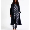 SOHO Leah Fleece Long Sleeve Robe In Navy