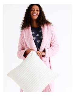 SOHO Leah Fleece Long Sleeve Robe In Pink -Myer Clothing Shop 967376350 3 720x928