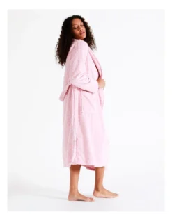 SOHO Leah Fleece Long Sleeve Robe In Pink -Myer Clothing Shop 967376350 4 720x928