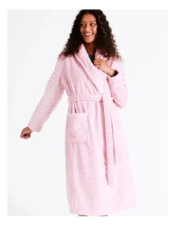 SOHO Leah Fleece Long Sleeve Robe In Pink -Myer Clothing Shop 967376350 6 720x928