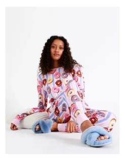 SOHO Cozy Knit Pyjama Set Donut Stripe In Pink