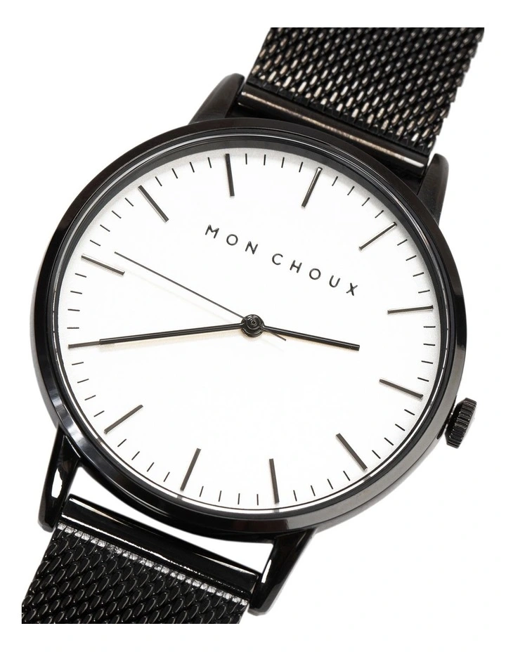 Classic Mesh Watch 38mm In White/Black 2 Classic Mesh Watch 38mm In White/Black - Image 2