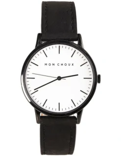 Classic Vegan Leather Watch 38mm In Black