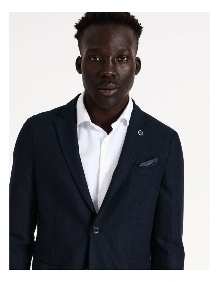 Slim Windowpane Blazer In Chocolate 2 Slim Windowpane Blazer In Chocolate - Image 2