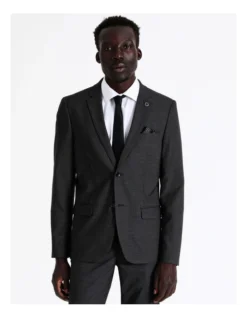 Slim Puppytooth Suit Jacket In Charcoal